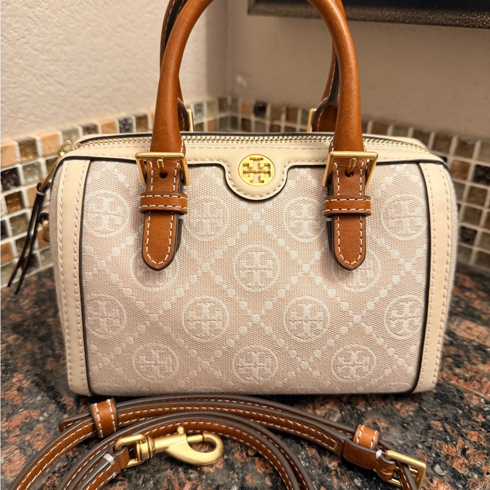 Tory Burch T Monogram Petite Barrel Bag